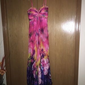 Floral strapless prom dress